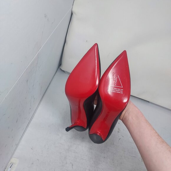 Christian Louboutin Apostrophy Black Heel Pump Shoe - Picture 2 of 9